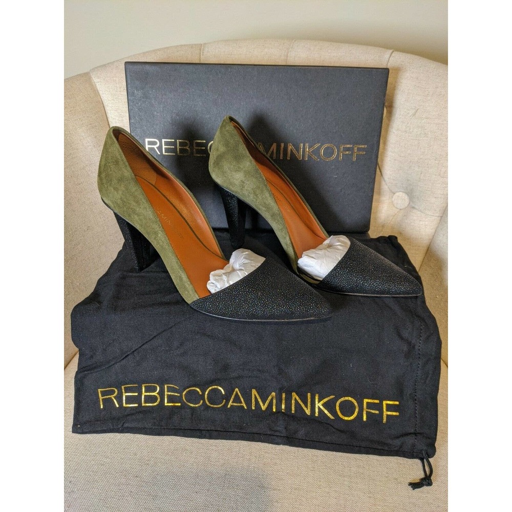 Rebecca Minkoff Green Suede Heels Shoes Size 6.5